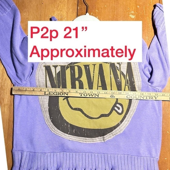 Nirvana purple cardigan up cycle ruffles knit handmade women large - Picture 2 of 9